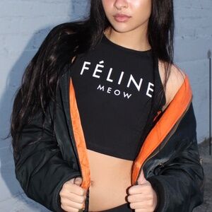 Brian Lichtenberg Feline Meow Crop Top Black